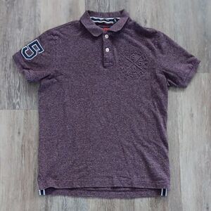 Superdry Classic Pique Polo Shirt Purple Men's Large 100% Cotton